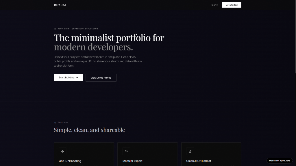 REZUM — Developer Portfolio Protocol